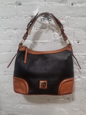 Dooney & Bourke Two-Tone Black and Brown Pebble Leather Shoulder Bag